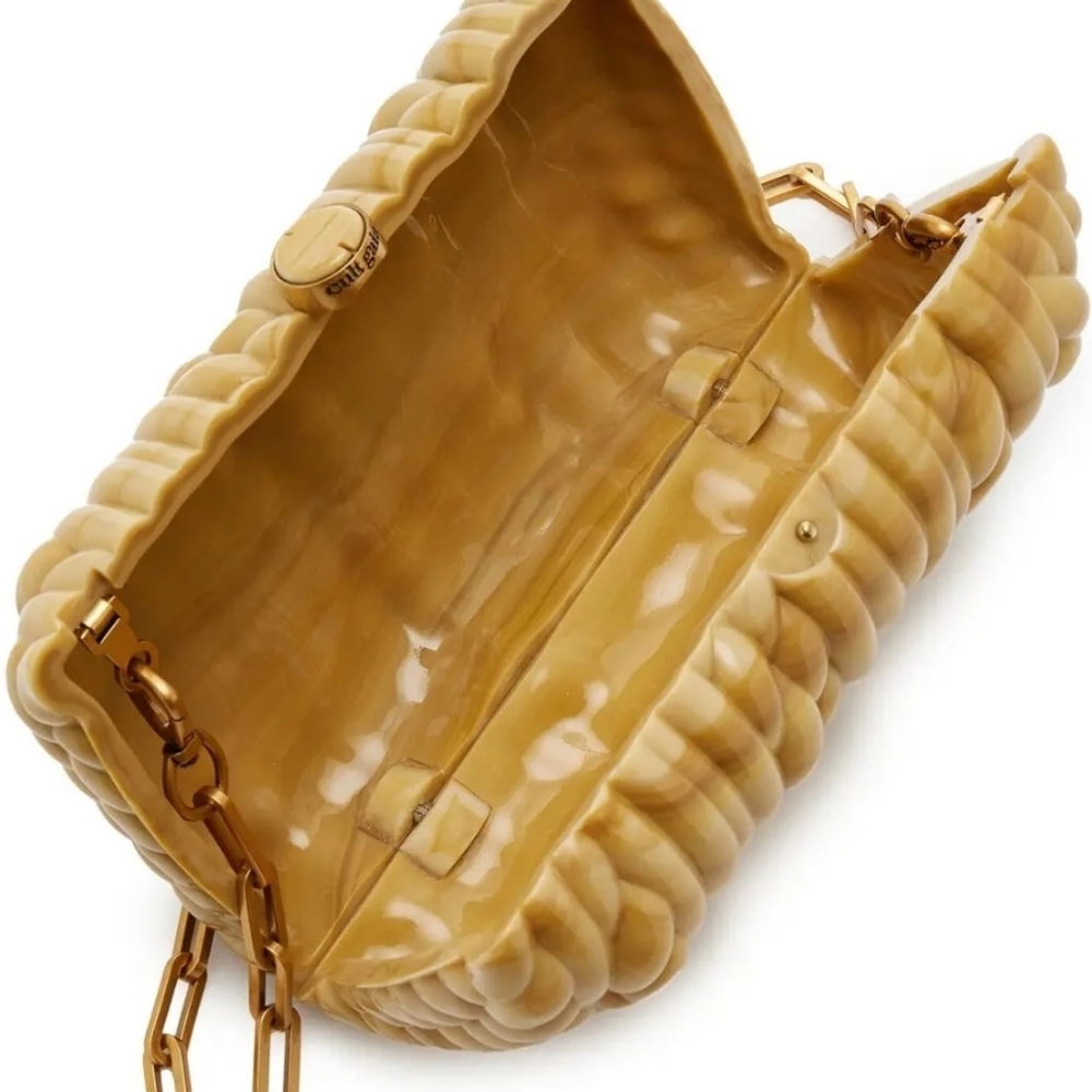 Cult Gaia Helen Cornsilk Acrylic Clutch Shoulder Bag - Picture 2 of 6